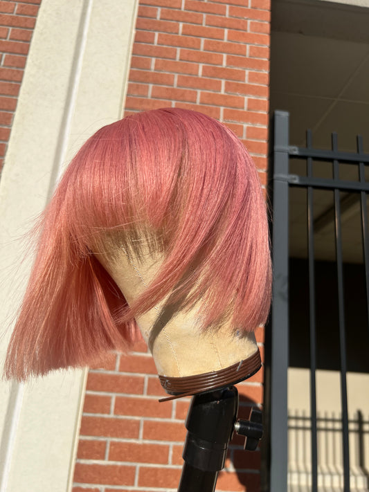 PRE LOVED 10inch Rose Pink Bob with bangs