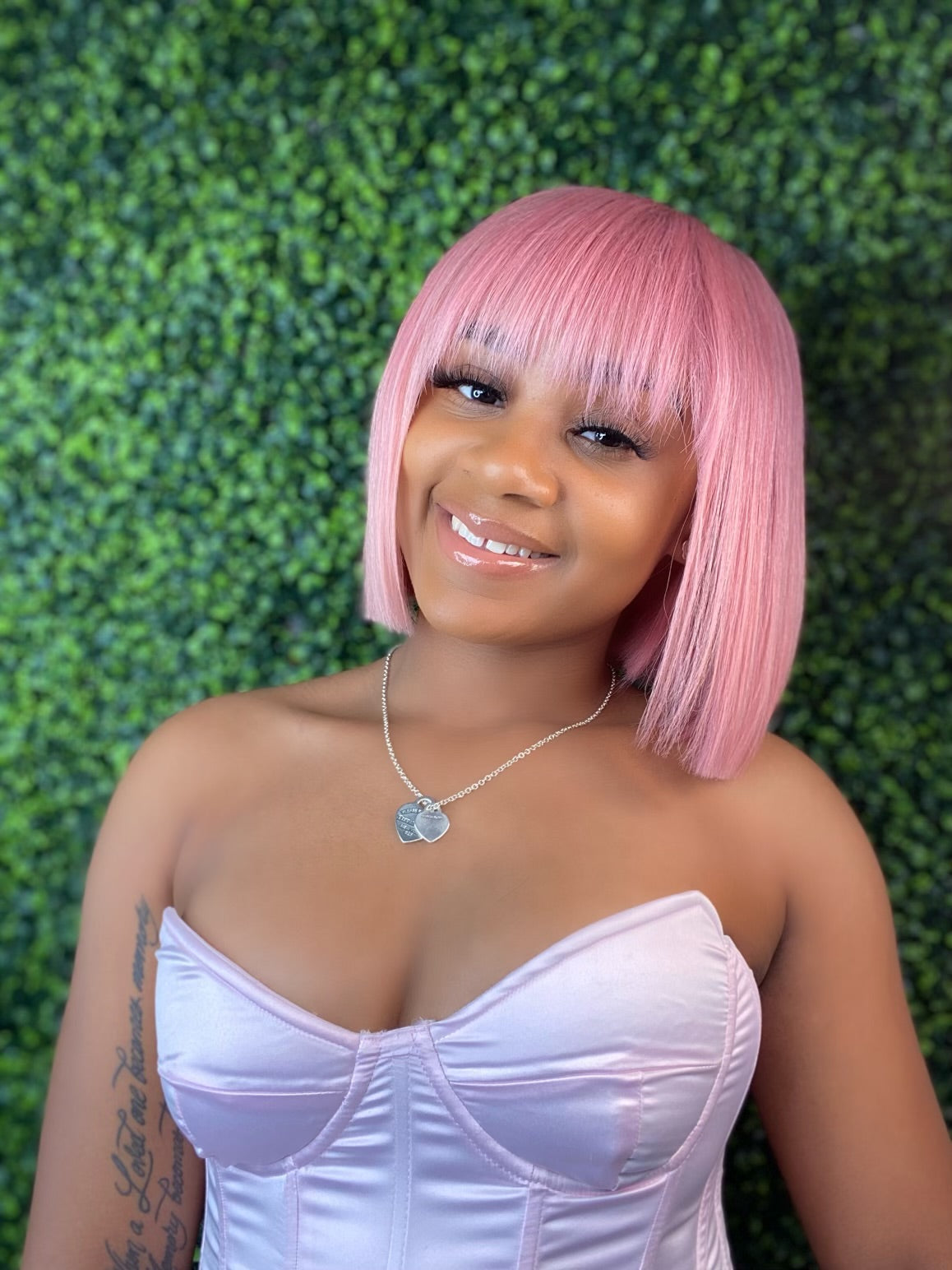 PRE LOVED 10inch Rose Pink Bob with bangs